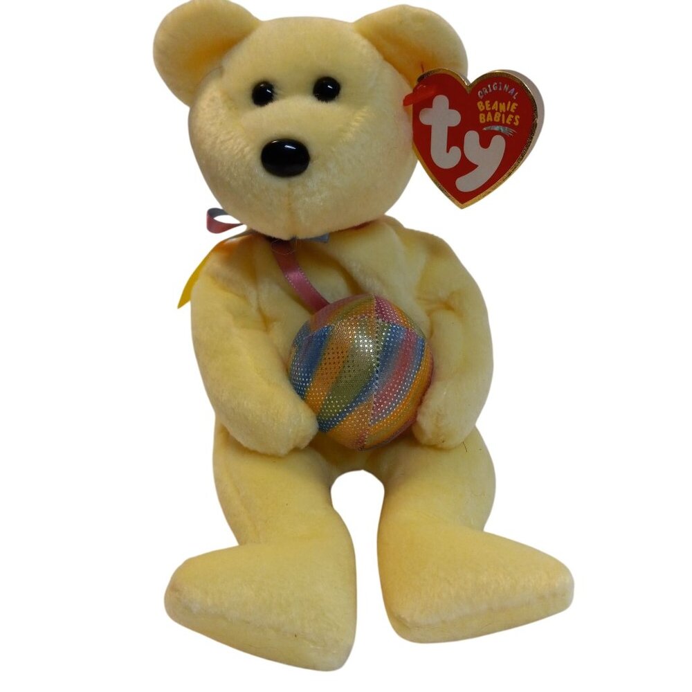 Ty Beanie Babies Bear Eggbeart Stuffed Plush 2004 Easter Yellow Ribbon Egg NEW - Picture 2 of 10